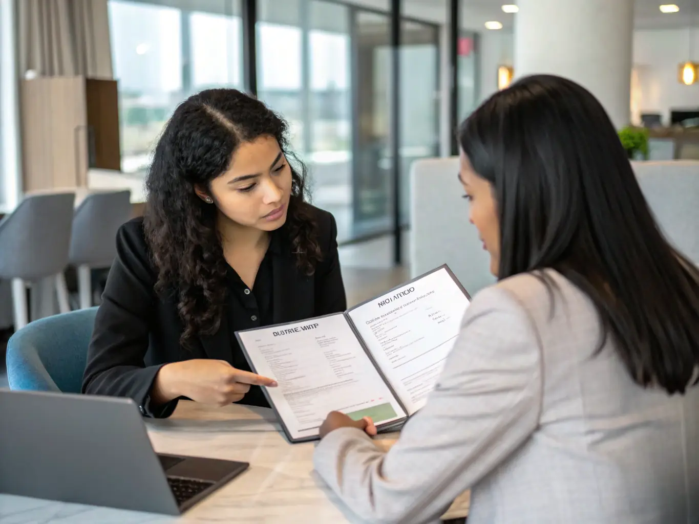 A professional image showing a consultant reviewing a credit report with a client, highlighting the removal of a negative item.